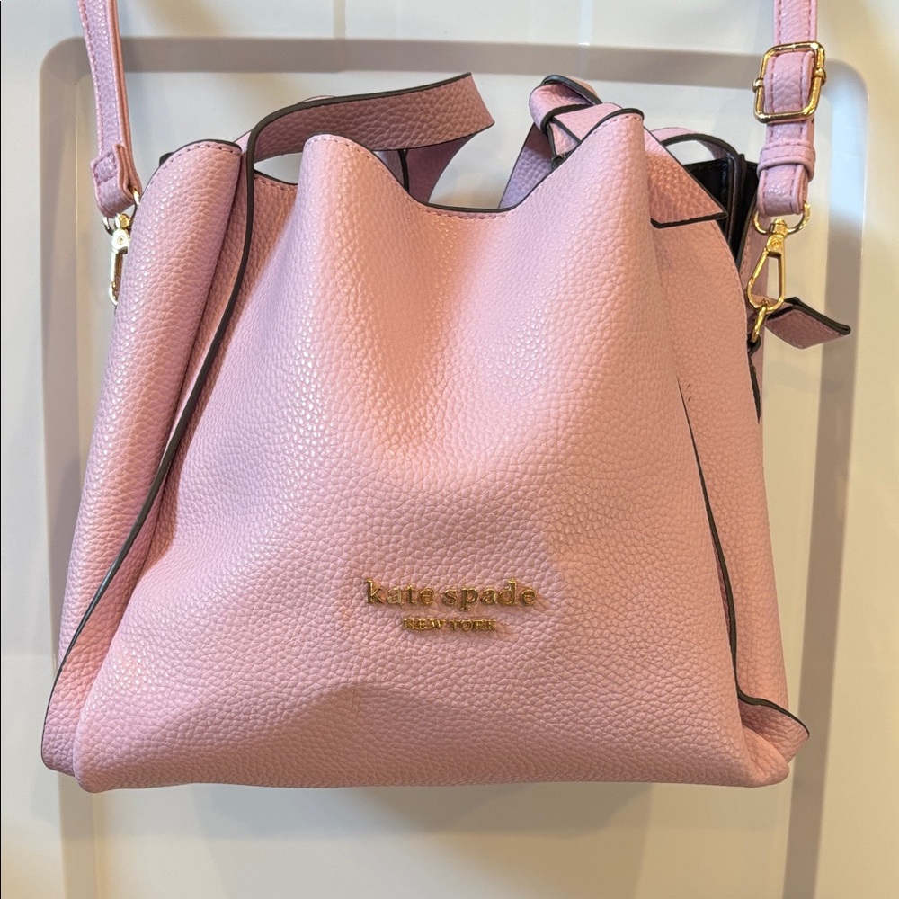 kate spade Pebbled Leather Lavender Hand or Shoulder Bag with Gold Hardware - Picture 4 of 15